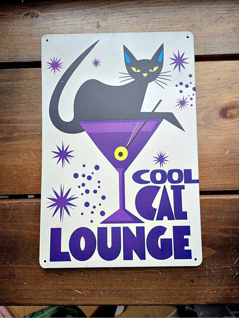 Cool Cat Lounge Tin Sign Metal Wall Decor